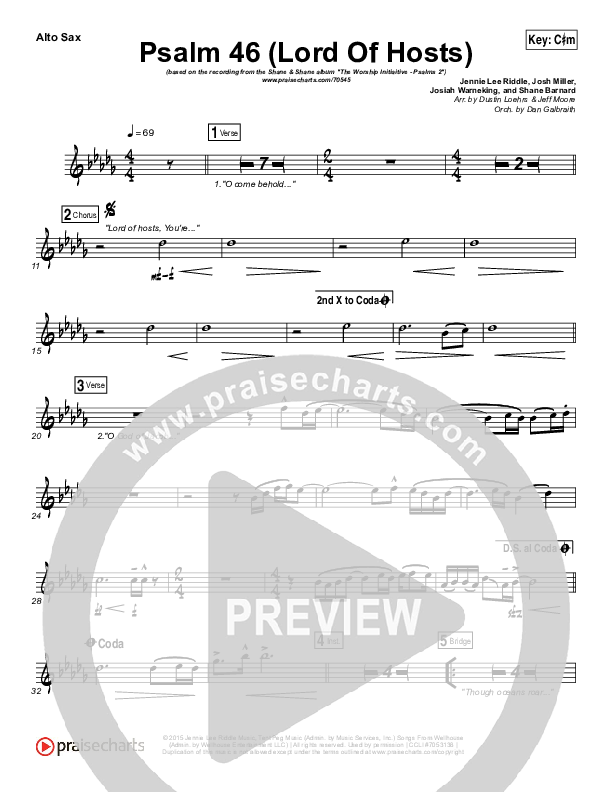 Psalm 46 (Lord Of Hosts) Alto Sax (Shane & Shane / The Worship Initiative)