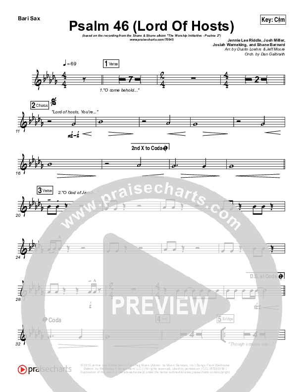 Psalm 46 (Lord Of Hosts) Bari Sax (Shane & Shane / The Worship Initiative)