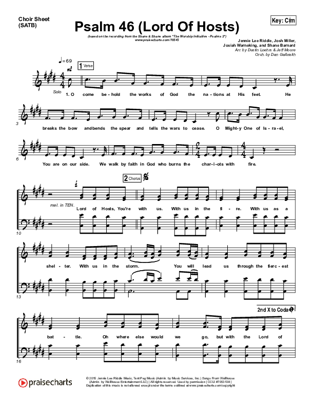 Psalm 46 (Lord Of Hosts) Choir Vocals (SATB) (Shane & Shane / The Worship Initiative)