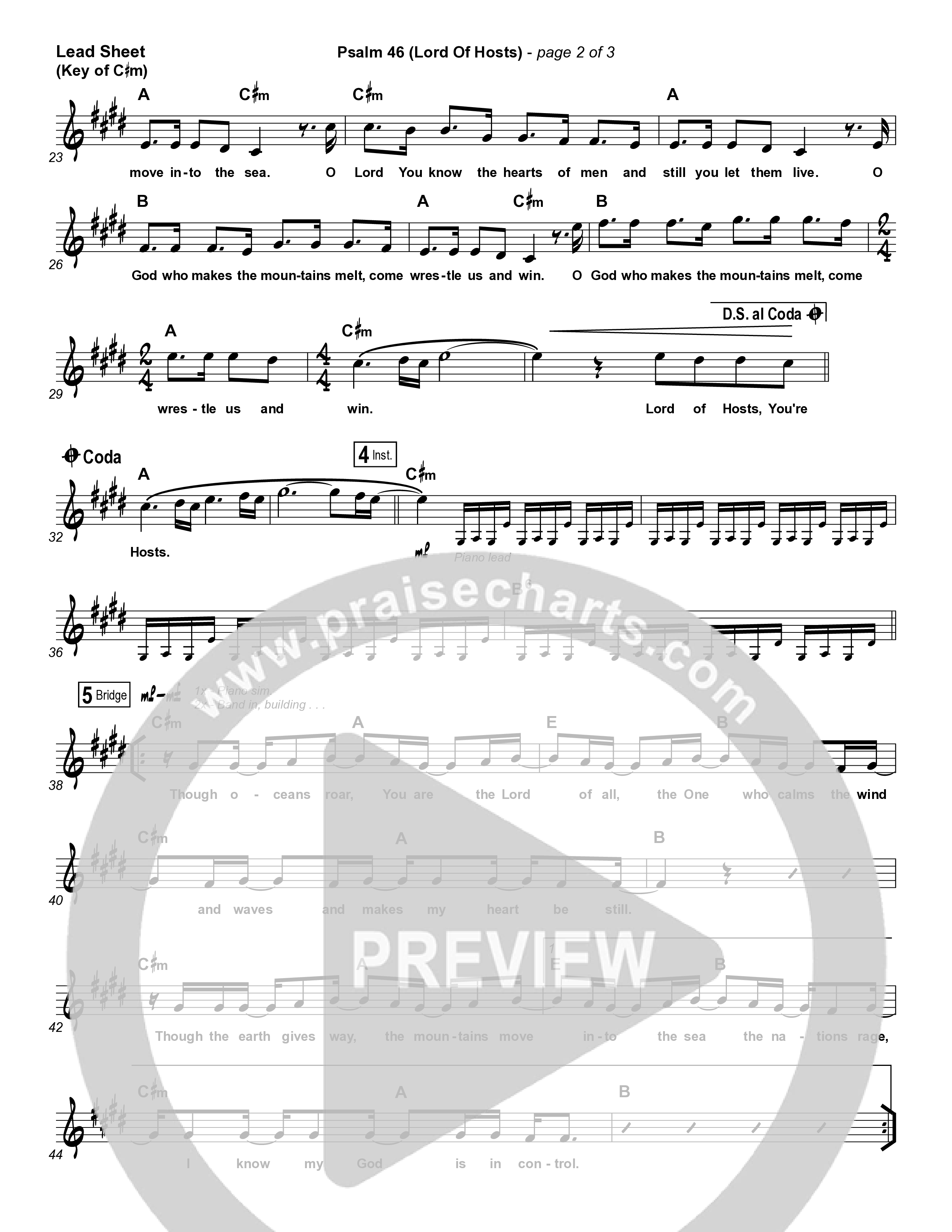 Psalm 46 (Lord Of Hosts) Lead Sheet (Melody) (Shane & Shane / The Worship Initiative)