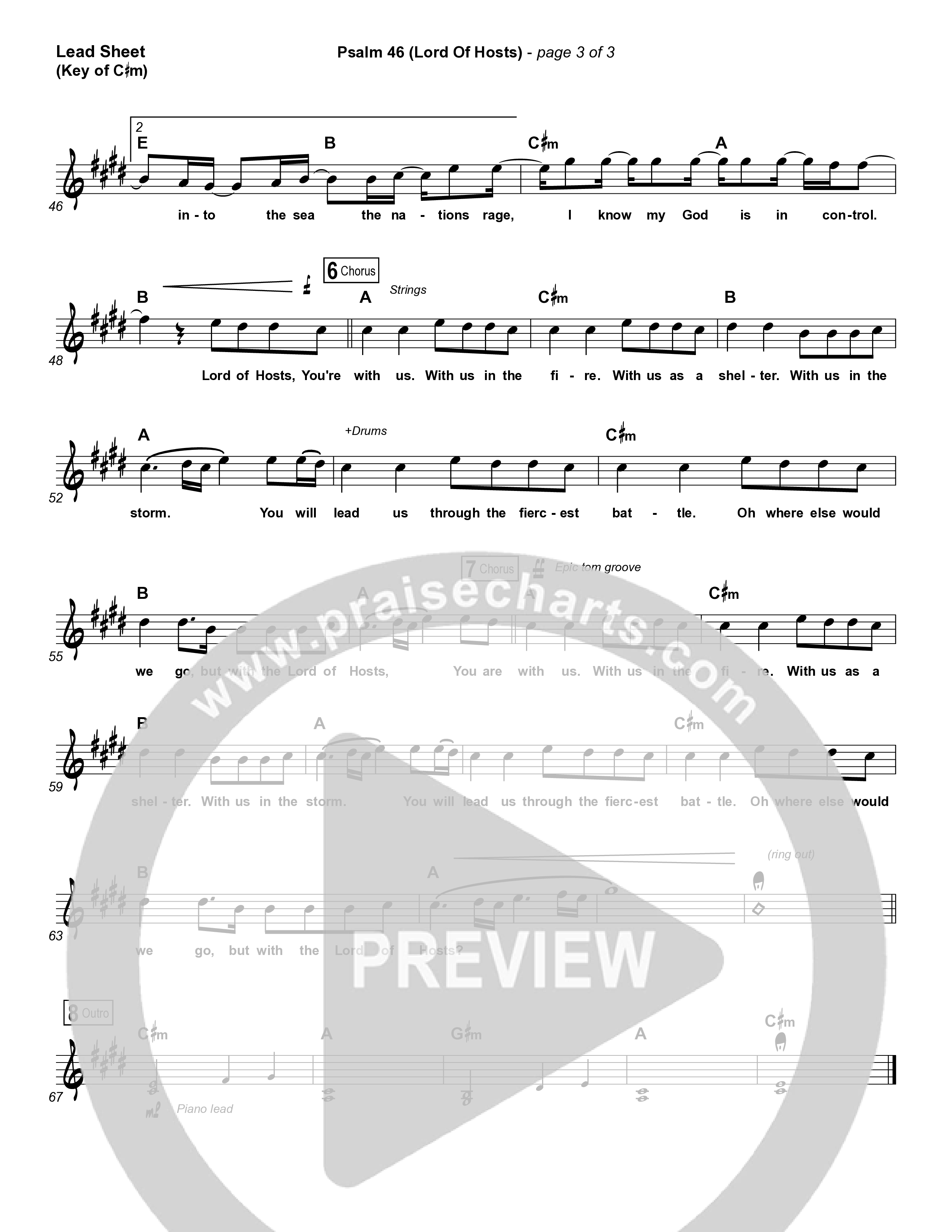 Psalm 46 (Lord Of Hosts) Lead Sheet (Melody) (Shane & Shane / The Worship Initiative)