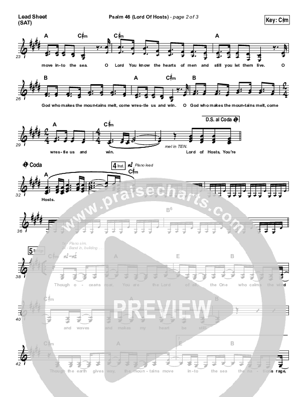 Psalm 46 (Lord Of Hosts) Lead Sheet (SAT) (Shane & Shane / The Worship Initiative)