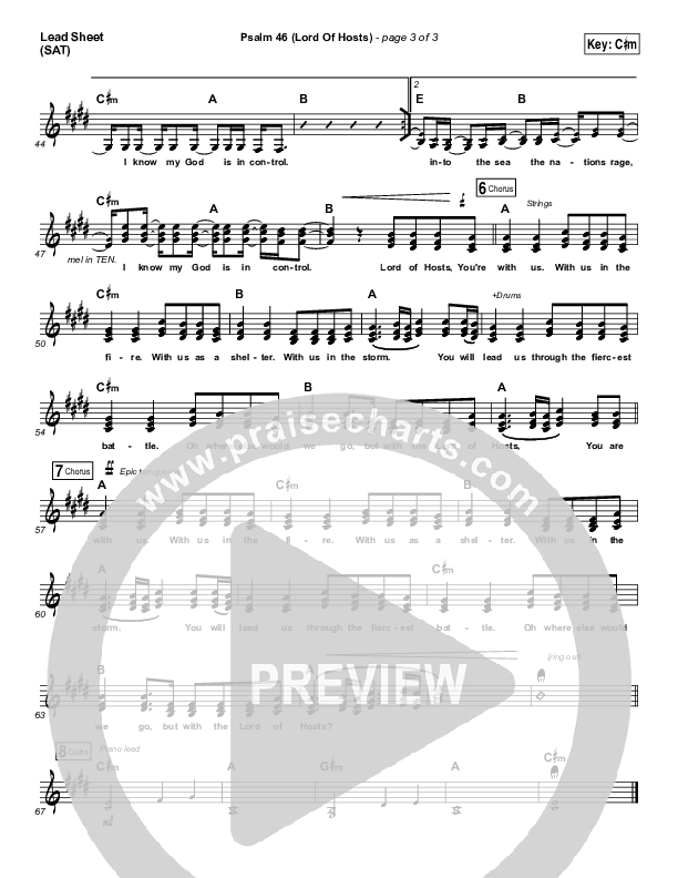 Psalm 46 (Lord Of Hosts) Lead Sheet (SAT) (Shane & Shane / The Worship Initiative)