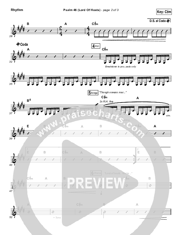 Psalm 46 (Lord Of Hosts) Rhythm Chart (Shane & Shane / The Worship Initiative)