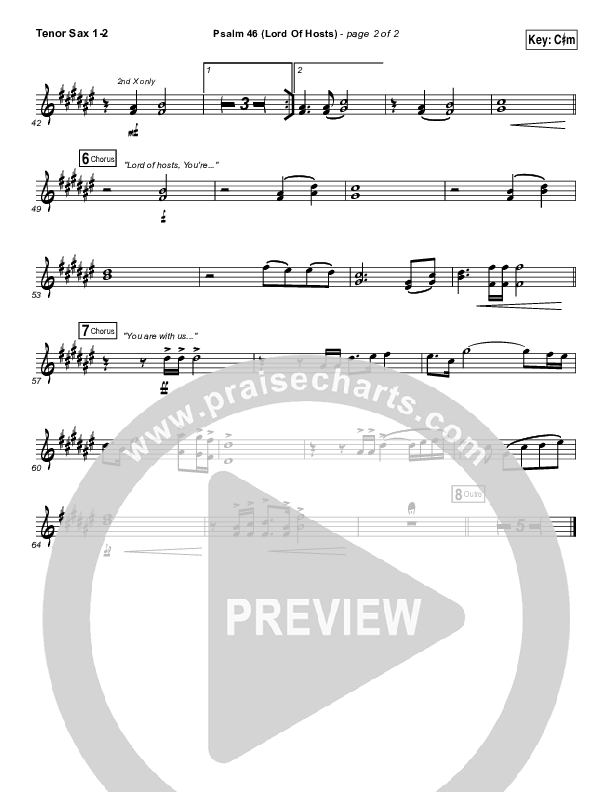 Psalm 46 (Lord Of Hosts) Tenor Sax 1/2 (Shane & Shane / The Worship Initiative)