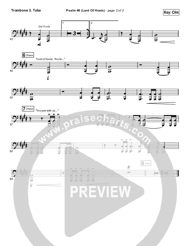 Psalm 46 (Lord Of Hosts) Trombone 3/Tuba (Shane & Shane / The Worship Initiative)