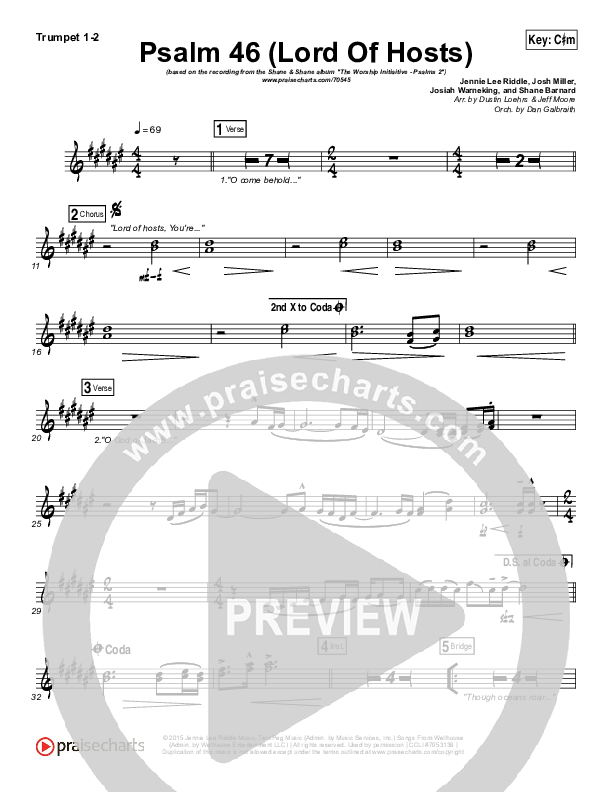 Psalm 46 (Lord Of Hosts) Trumpet 1,2 (Shane & Shane / The Worship Initiative)