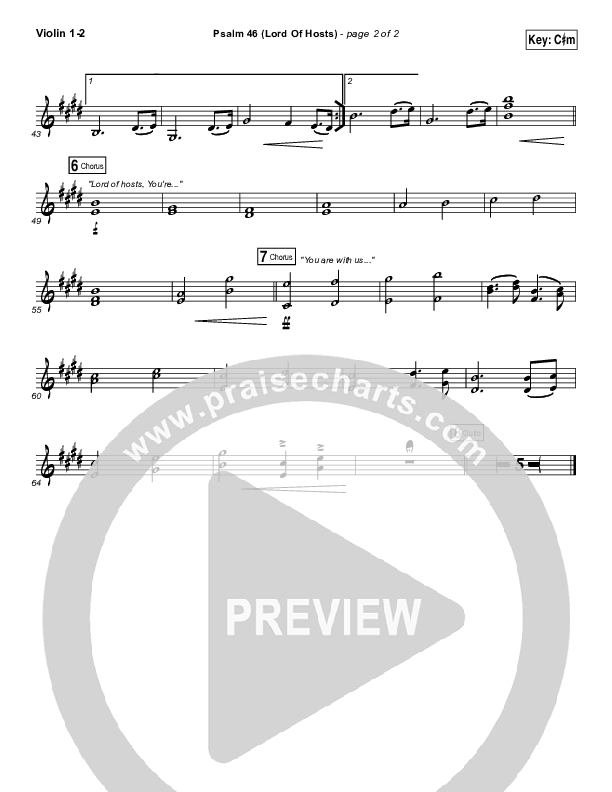 Psalm 46 (Lord Of Hosts) Violin 1/2 (Shane & Shane / The Worship Initiative)