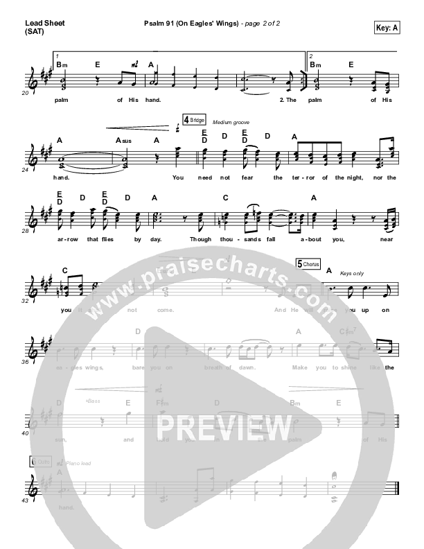 Psalm 91 (On Eagle's Wings) Lead Sheet (SAT) (Shane & Shane / The Worship Initiative)