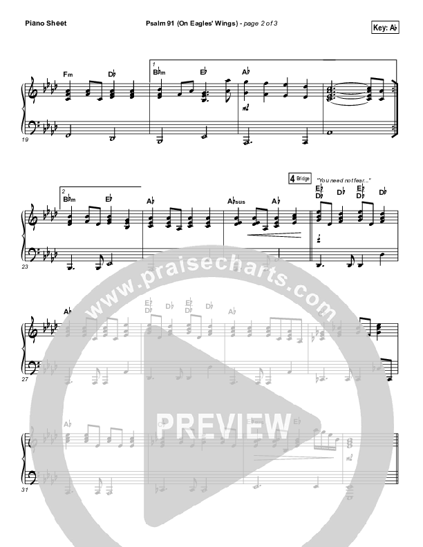Psalm 91 (On Eagle's Wings) Piano Sheet (Shane & Shane / The Worship Initiative)