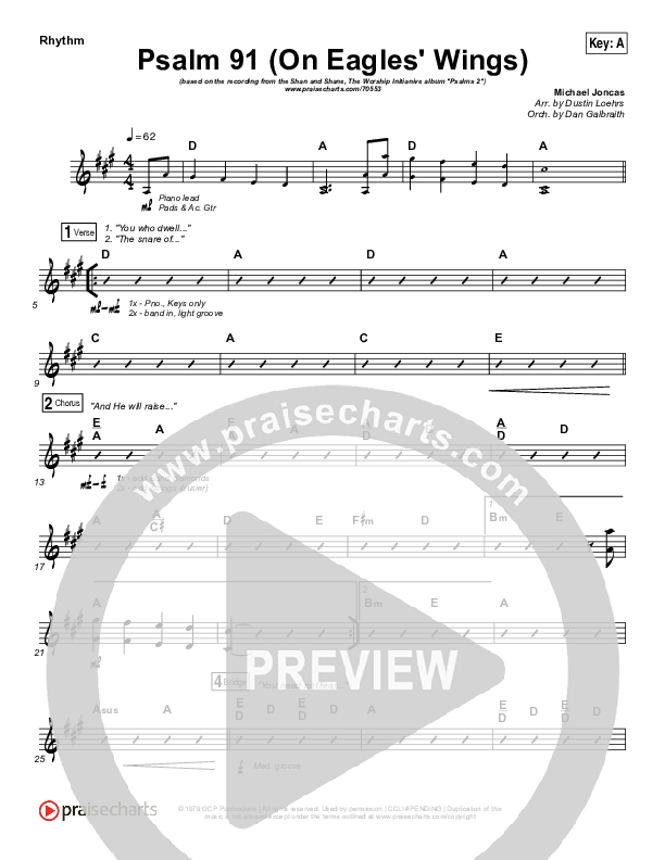 Psalm 91 (On Eagle's Wings) Rhythm Chart (Shane & Shane / The Worship Initiative)