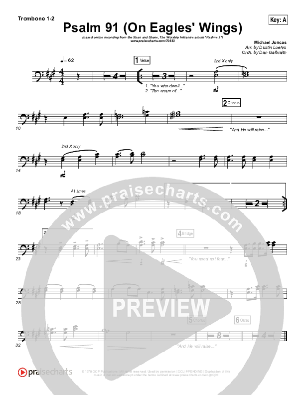Psalm 91 (On Eagle's Wings) Trombone 1/2 (Shane & Shane / The Worship Initiative)
