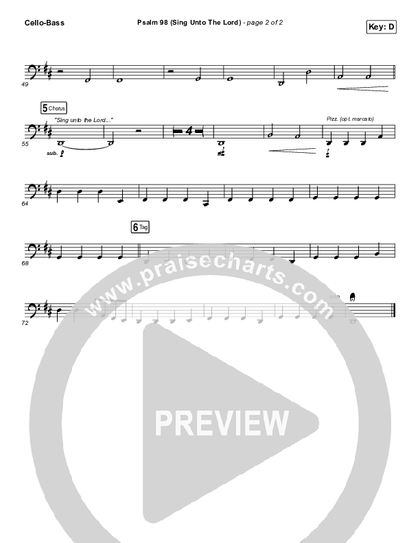 Psalm 98 (Sing Unto The Lord) Cello/Bass (Shane & Shane / The Worship Initiative)