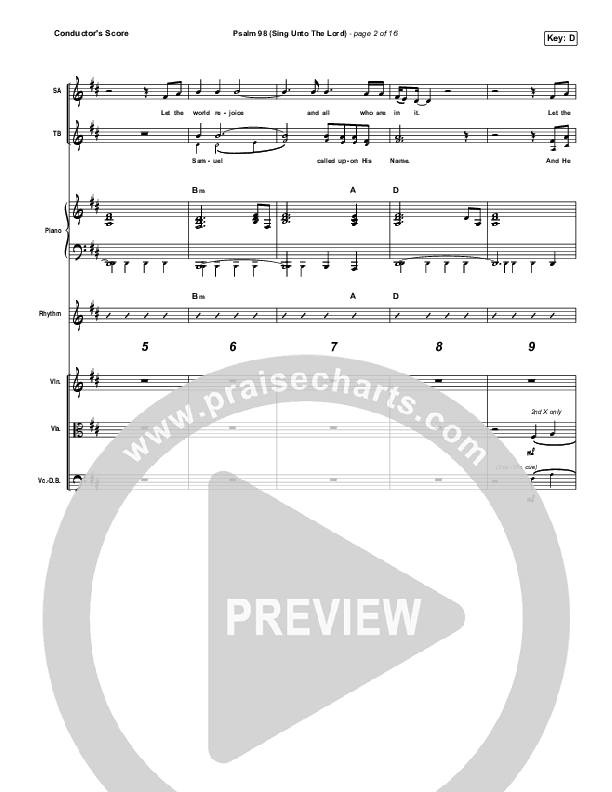 Psalm 98 (Sing Unto The Lord) Conductor's Score (Shane & Shane / The Worship Initiative)