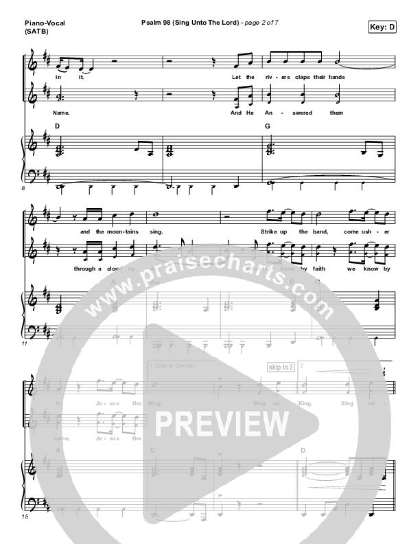 Psalm 98 (Sing Unto The Lord) Piano/Vocal (SATB) (Shane & Shane / The Worship Initiative)