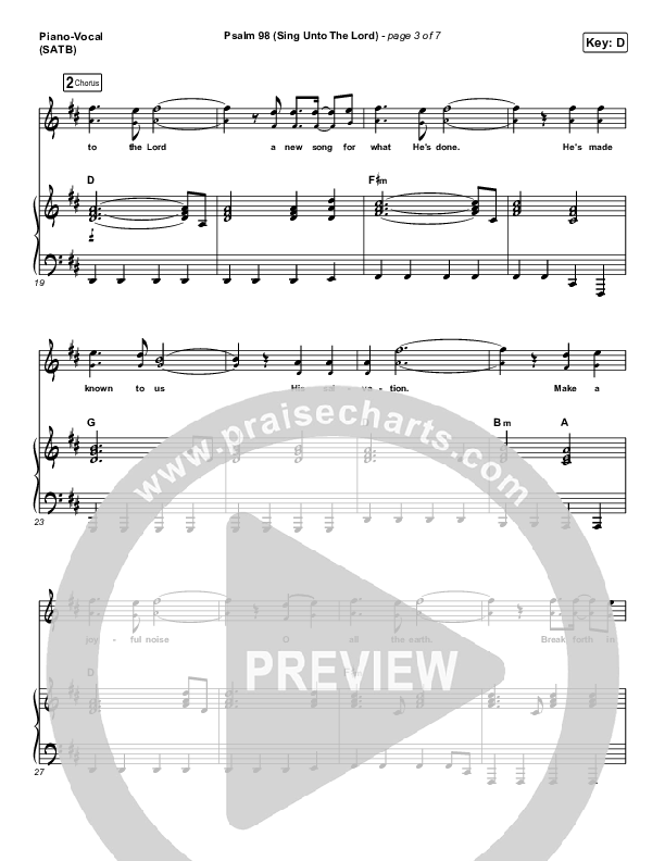 Psalm 98 (Sing Unto The Lord) Piano/Vocal (SATB) (Shane & Shane / The Worship Initiative)