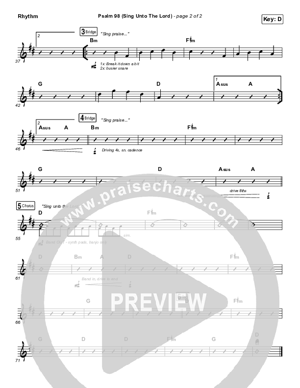 Psalm 98 (Sing Unto The Lord) Rhythm Chart (Shane & Shane / The Worship Initiative)