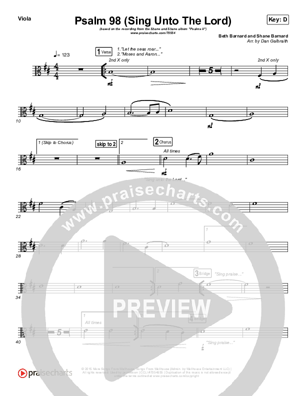 Psalm 98 (Sing Unto The Lord) Viola (Shane & Shane / The Worship Initiative)