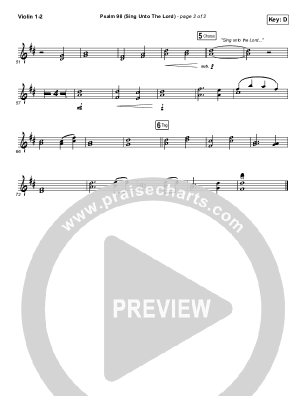 Psalm 98 (Sing Unto The Lord) Violin 1/2 (Shane & Shane / The Worship Initiative)