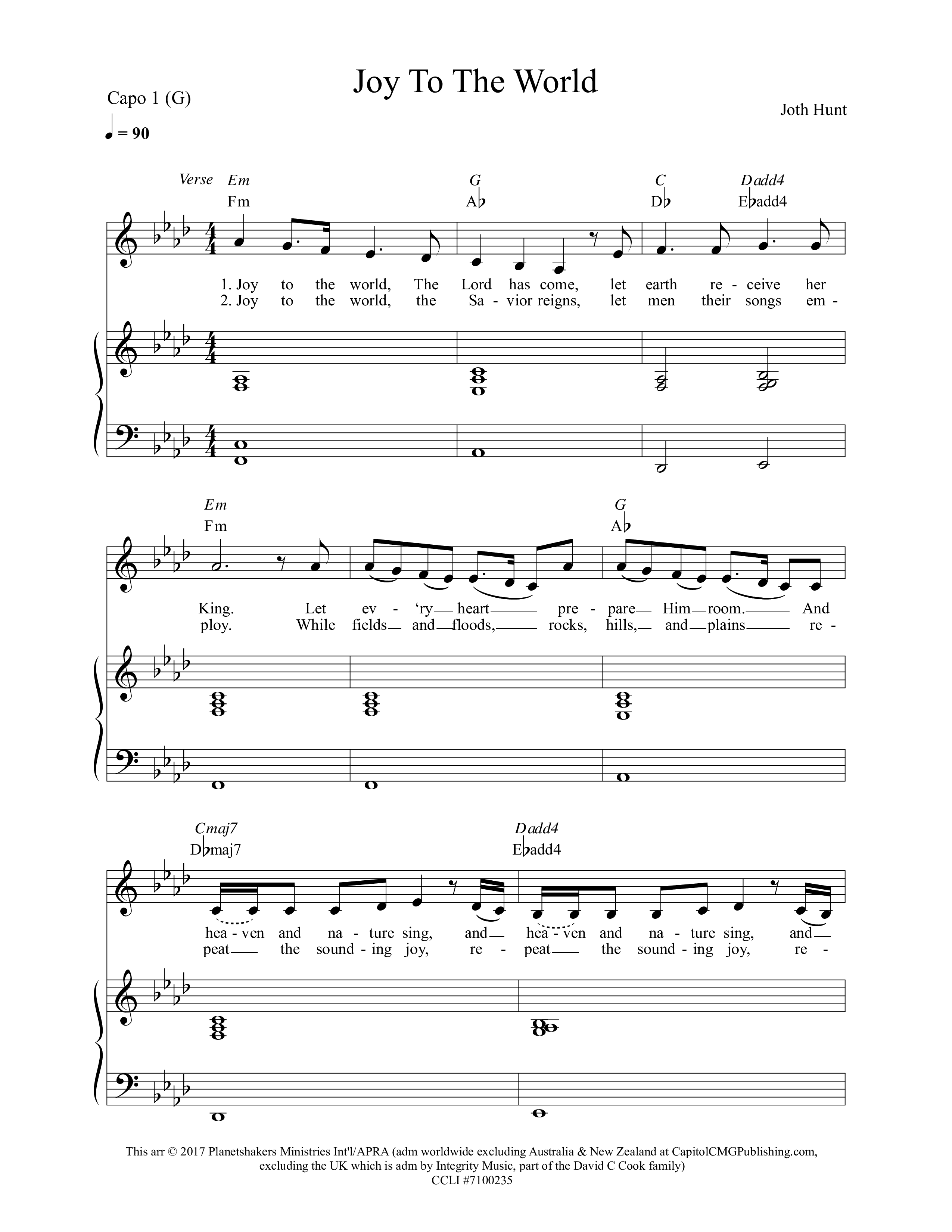 Joy To The World Lead & Piano (Planetshakers / Andy Harrison)