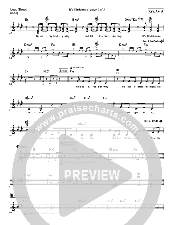 It's Christmas Lead Sheet (SAT) (Planetshakers / Joth Hunt)