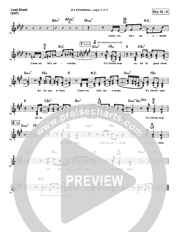 It's Christmas Lead Sheet (SAT) (Planetshakers / Joth Hunt)