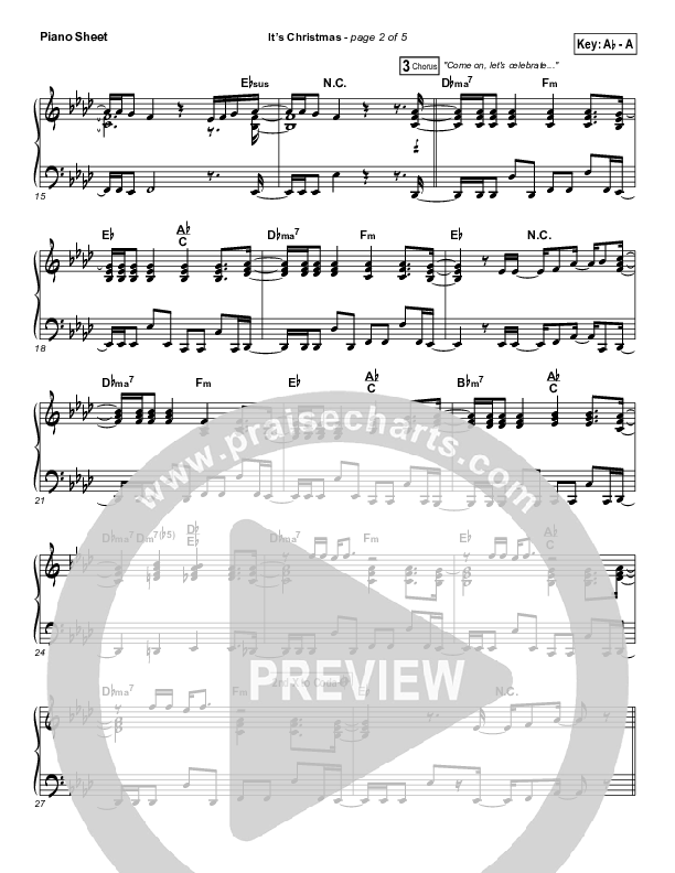 It's Christmas Piano Sheet (Planetshakers / Joth Hunt)