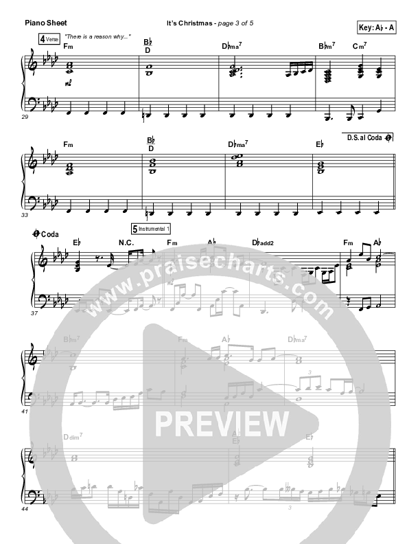 It's Christmas Piano Sheet (Planetshakers / Joth Hunt)