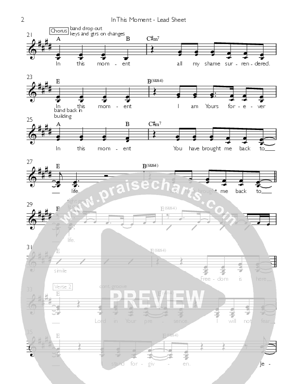 In This Moment (Live) Lead Sheet (Valley Worship / Maharasyi)