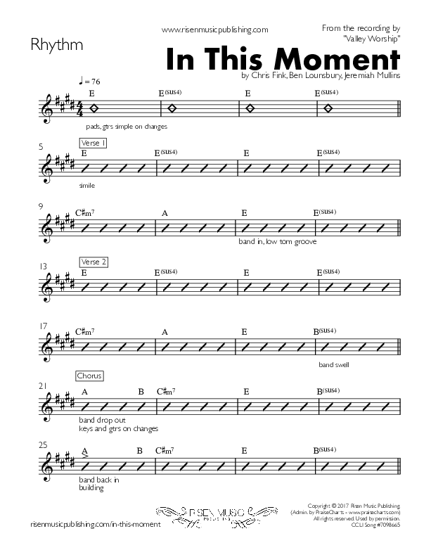 In This Moment (Live) Rhythm Chart (Valley Worship / Maharasyi)