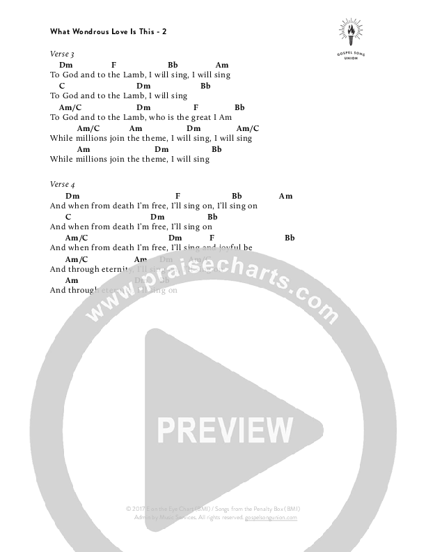 What Wondrous Love Is This Chord Chart (The Sing Team)
