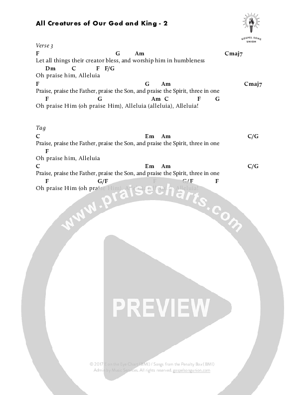 All Creatures Of Our God And King Chord Chart (The Sing Team)
