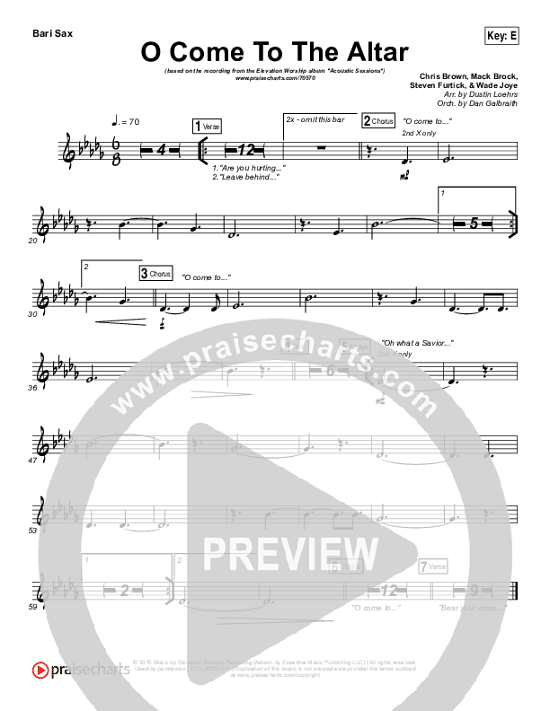 O Come To The Altar (Acoustic) Bari Sax (Elevation Worship)