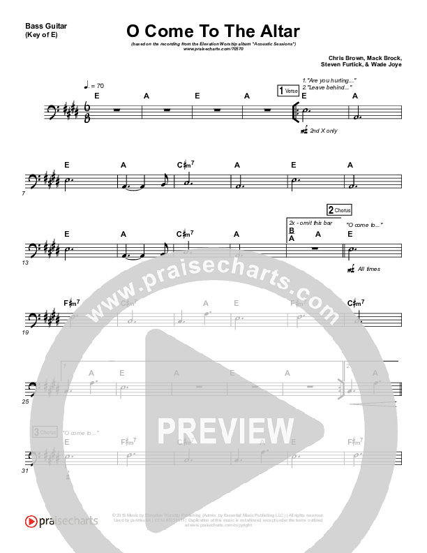 O Come To The Altar (Acoustic) Bass Guitar (Elevation Worship)