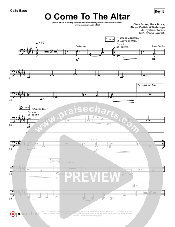 O Come To The Altar (Acoustic) Cello/Bass (Elevation Worship)