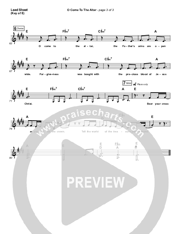 O Come To The Altar (Acoustic) Lead Sheet (Melody) (Elevation Worship)