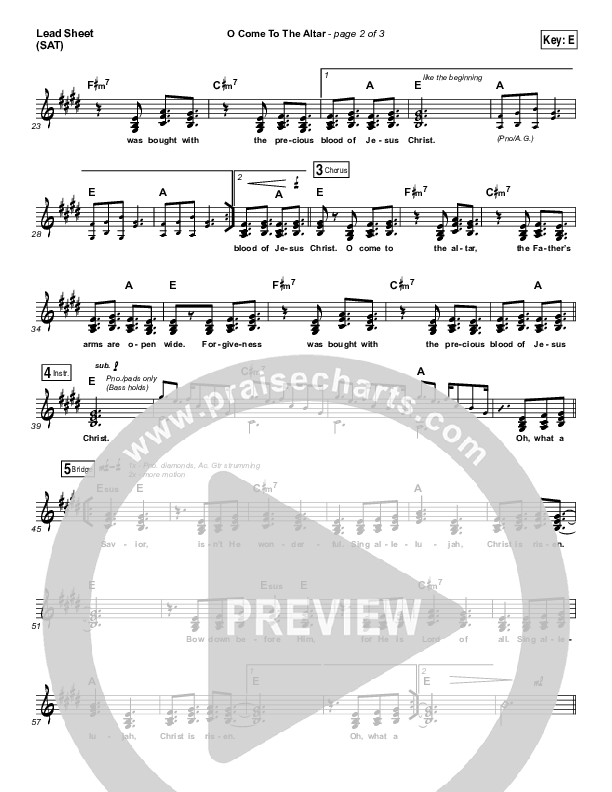 O Come To The Altar (Acoustic) Lead Sheet (SAT) (Elevation Worship)