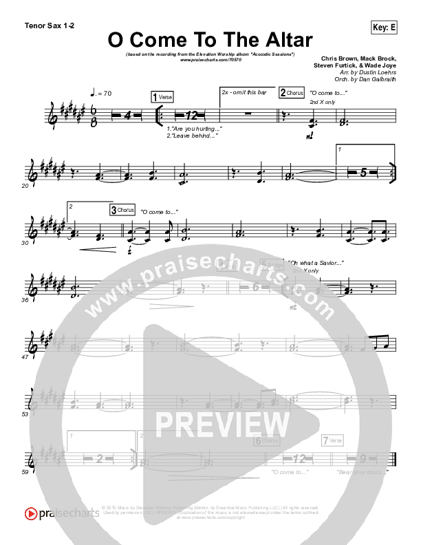 O Come To The Altar (Acoustic) Tenor Sax 1/2 (Elevation Worship)