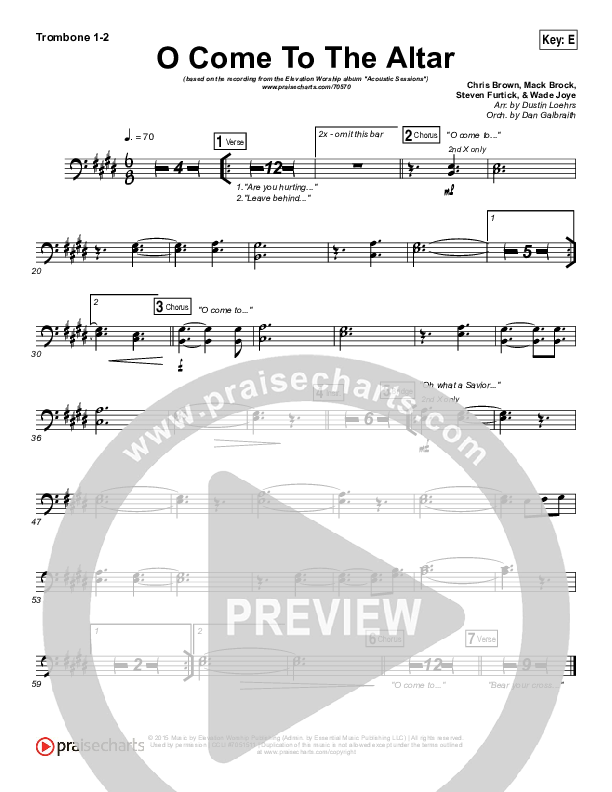 O Come To The Altar (Acoustic) Trombone 1/2 (Elevation Worship)