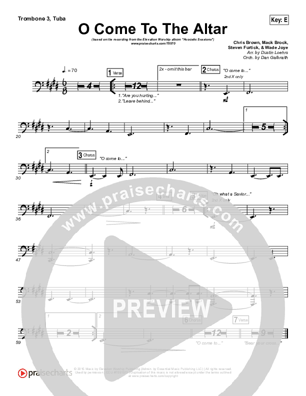 O Come To The Altar (Acoustic) Trombone 3/Tuba (Elevation Worship)