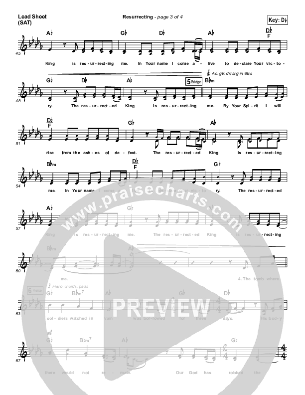 Resurrecting (Acoustic) Lead Sheet (SAT) (Elevation Worship)