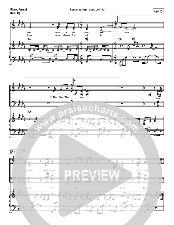 Resurrecting (Acoustic) Piano/Vocal Pack (Elevation Worship)