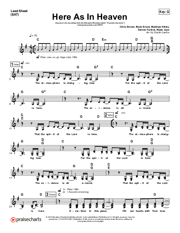 Here As In Heaven (Acoustic) Lead (SAT) (Elevation Worship)