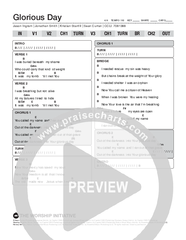 Glorious Day Chord Chart (Shane & Shane / The Worship Initiative)