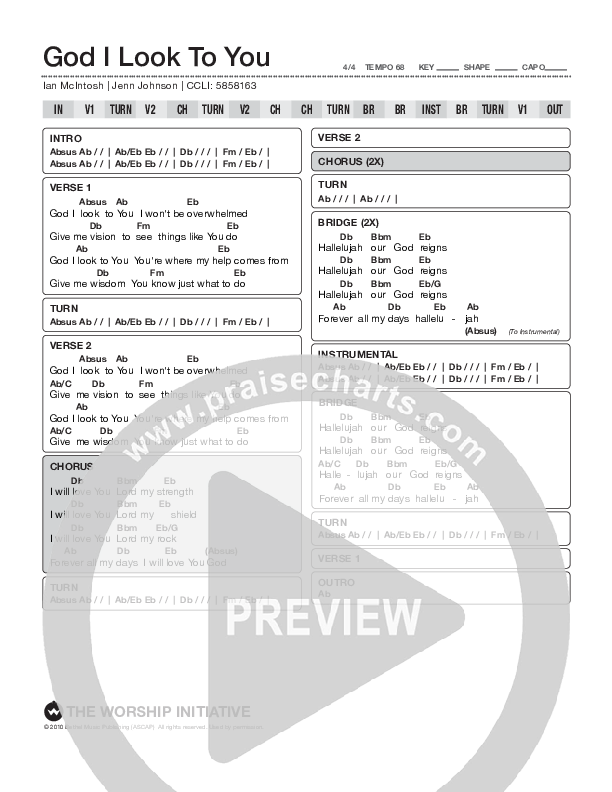 God I Look To You Chord Chart (Shane & Shane / The Worship Initiative)