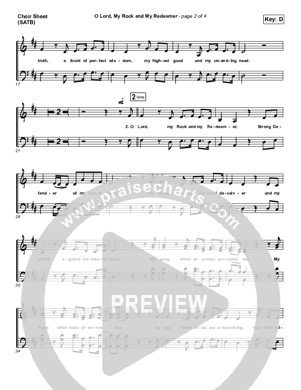 O Lord My Rock And My Redeemer Choir Vocals (SATB) (Sovereign Grace)