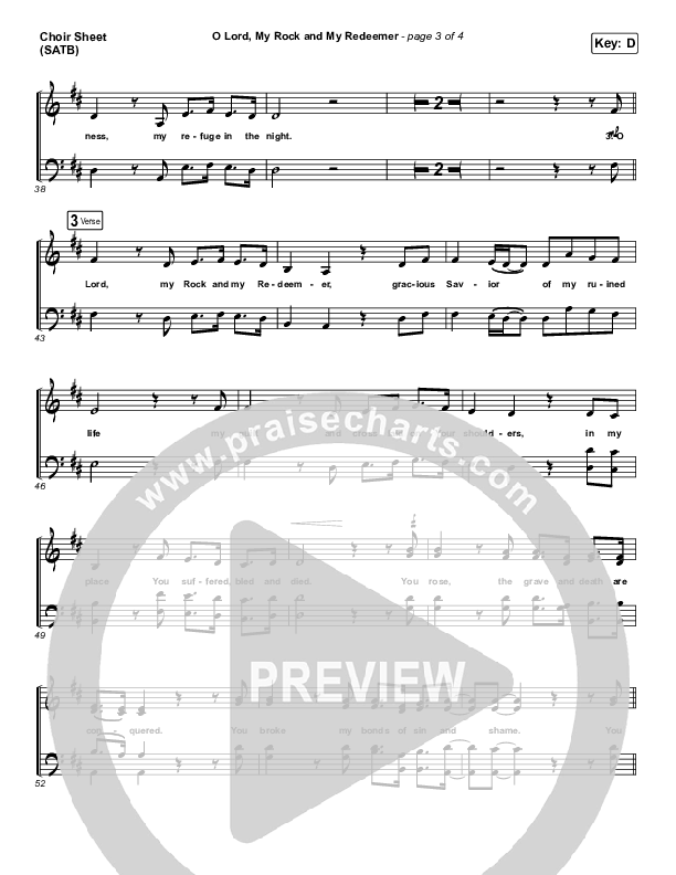 O Lord My Rock And My Redeemer Choir Sheet (SATB) (Sovereign Grace)