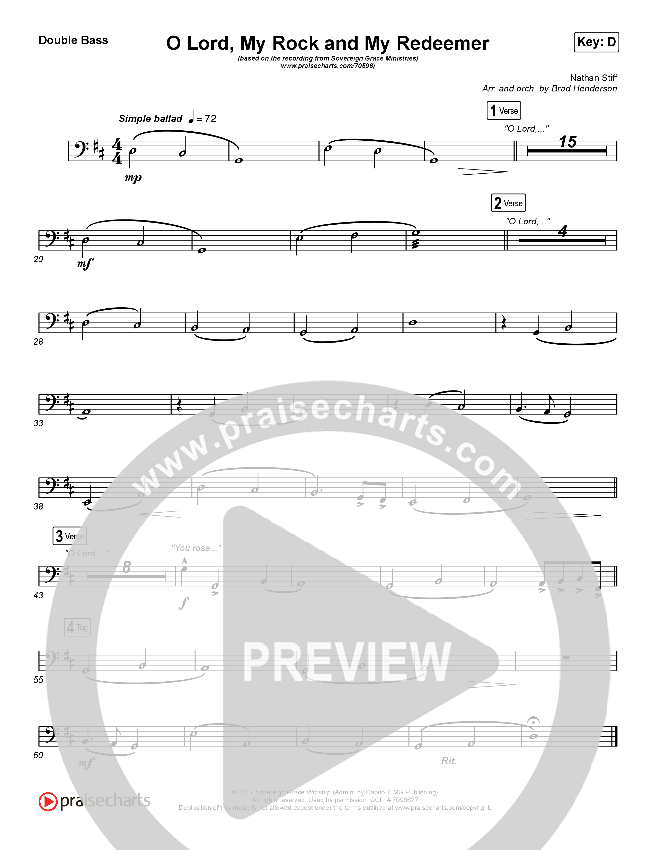 O Lord My Rock And My Redeemer Double Bass (Sovereign Grace)