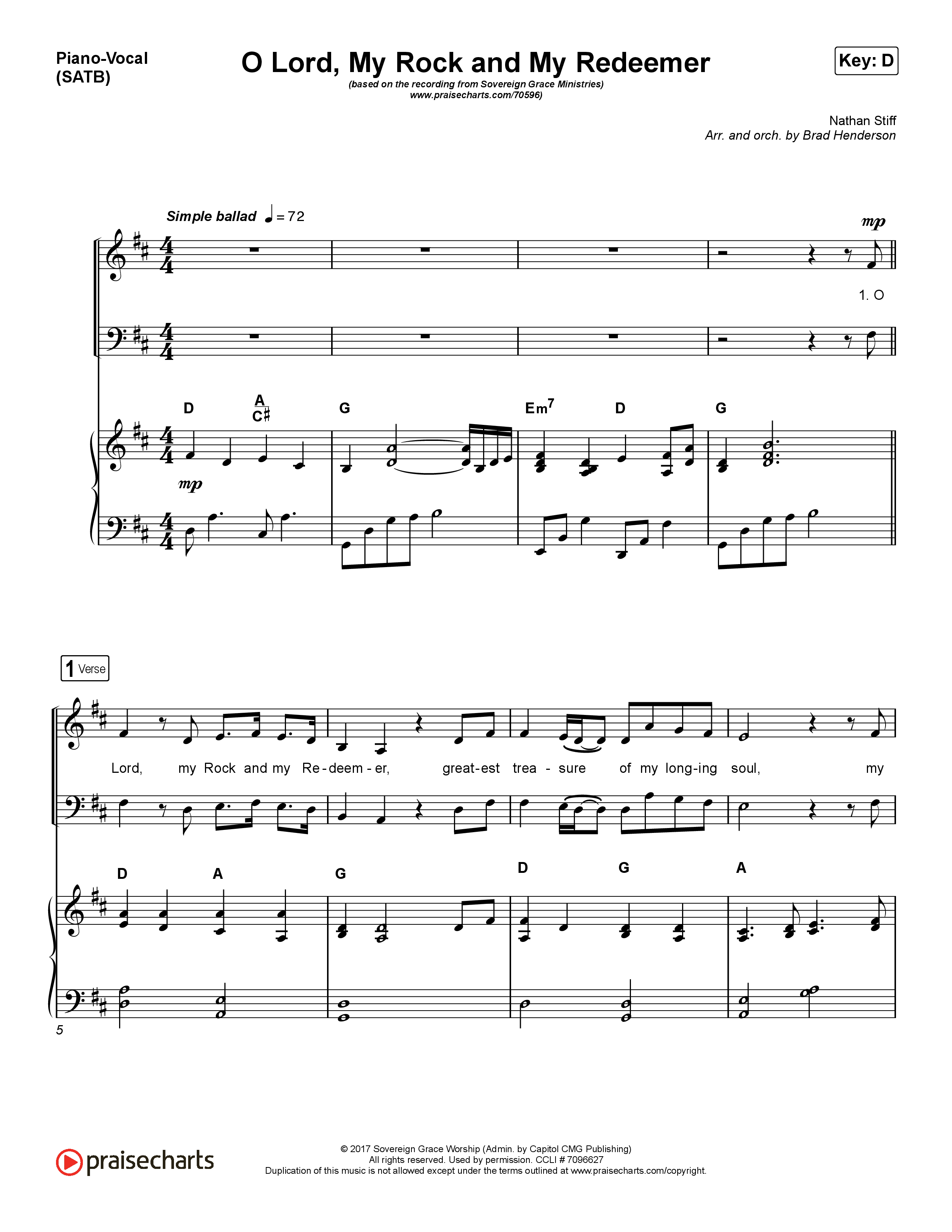 O Lord My Rock And My Redeemer Piano/Vocal (SATB) (Sovereign Grace)