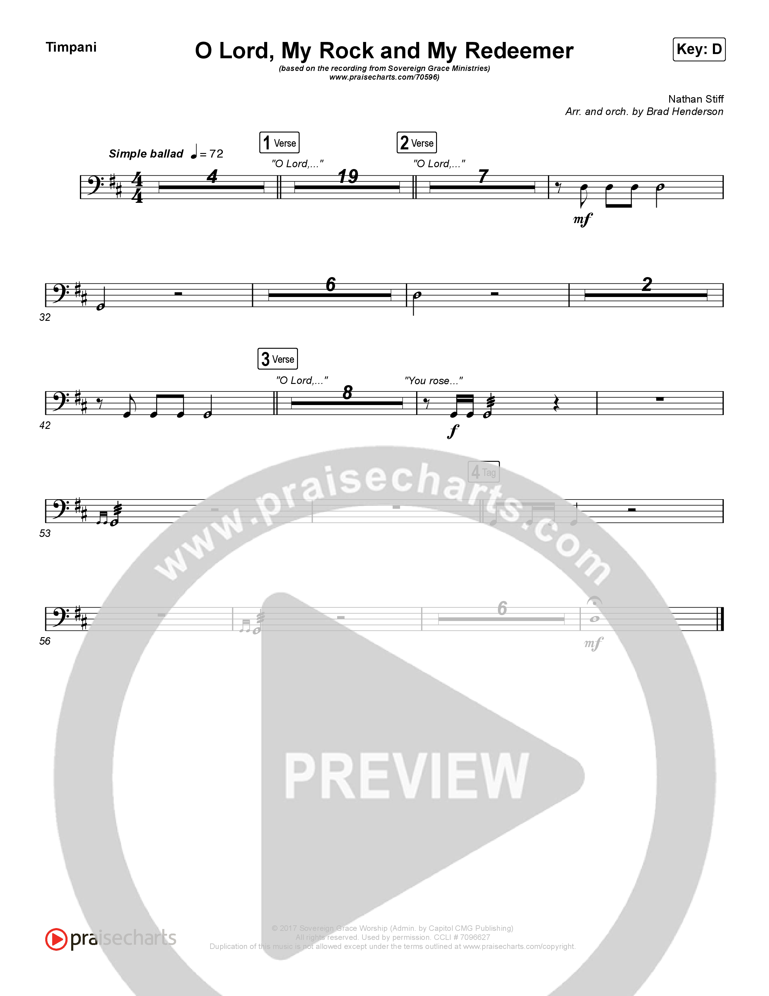 O Lord My Rock And My Redeemer Timpani (Sovereign Grace)